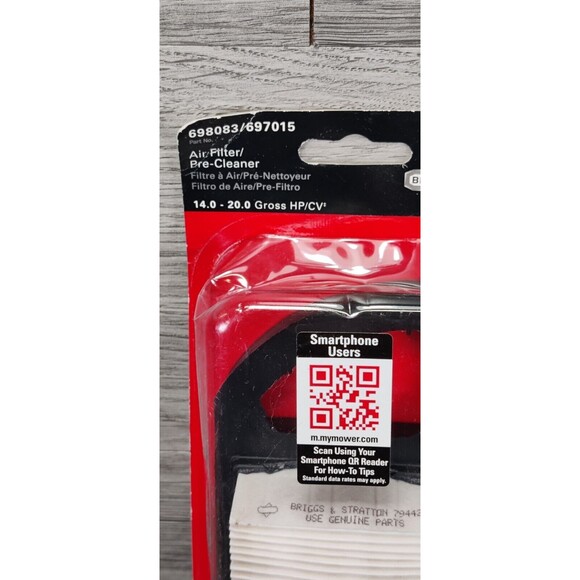 Briggs & Stratton, 5077 Air Filter, Part #698083/697015,  14-20 HP Lawn Mowers - Picture 2 of 3